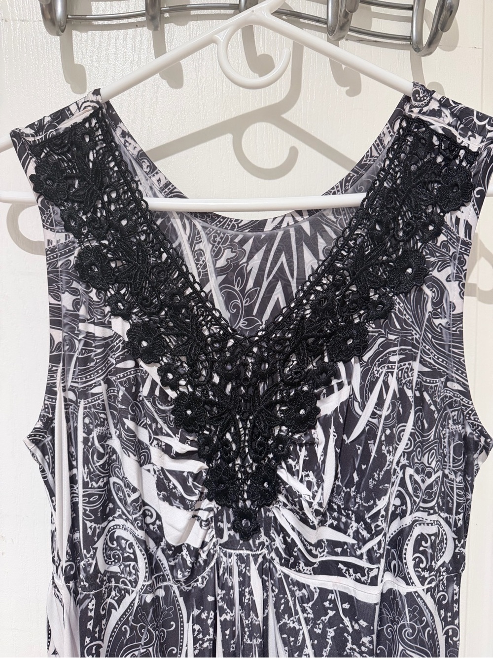 Black & White Maxi Dress with Graphic Print